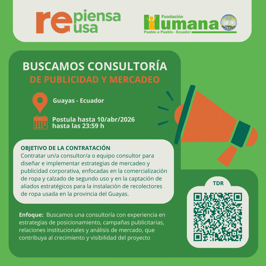 Convocatoria abierta:  consultoría en publicidad y mercadeo – Guayas